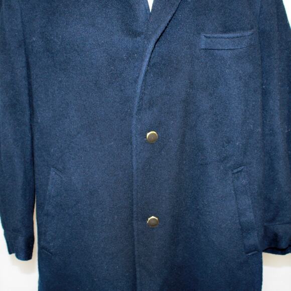 Paul Fredrick Men's Navy Blue Wool Blend Coat Jacket Large Pocket Button Classic - Picture 3 of 6